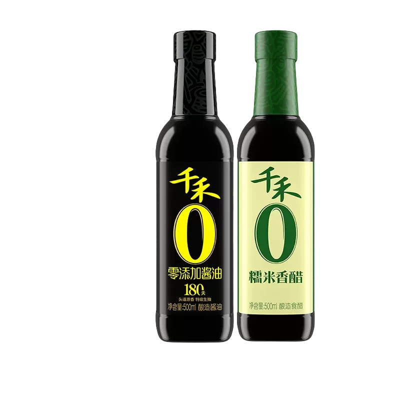 千禾零添加酱油180天特级生抽500ml+千禾零添加糯米香醋500ml 500mL*2